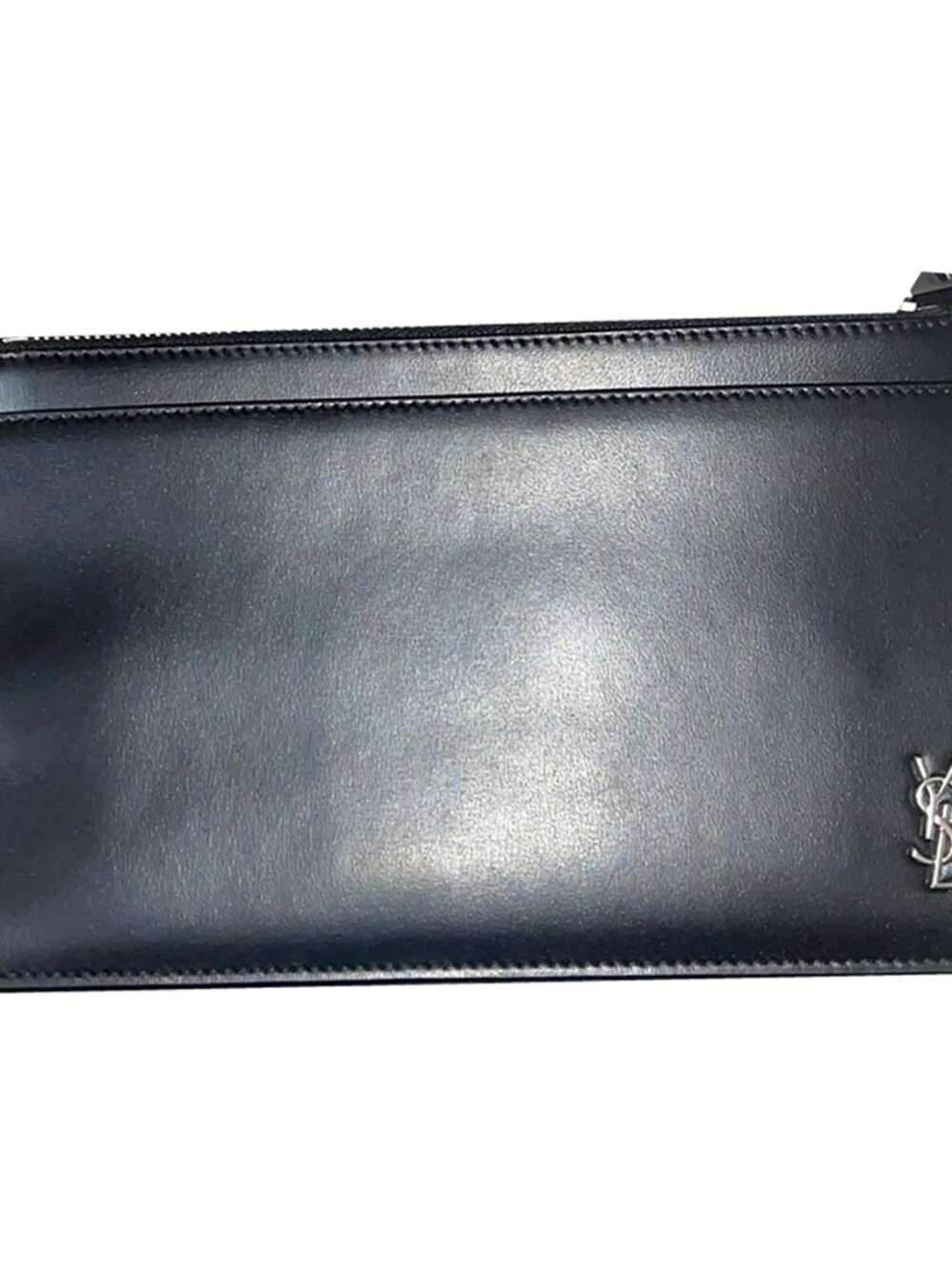 New - SAINT LAURENT Made In Italy Leather Monogram Zip
Card Case